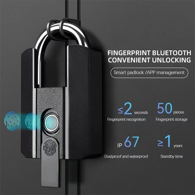 Door Lock Smart Keypad - Smart Fingerprint Hangslot TTLock Bluetooth APP+Programma+Vingerafdruk+Sleutel