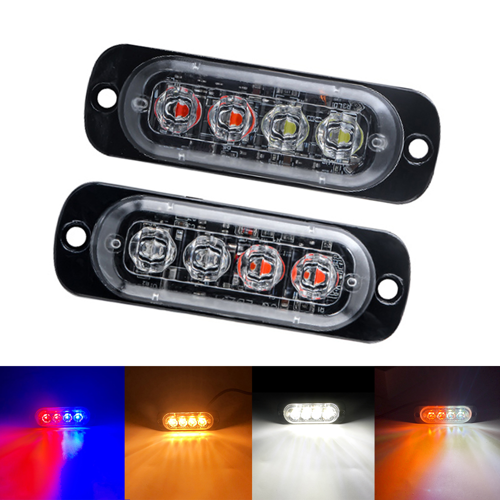 Home Security Police - 4LED Auto Strobe Waarschuwingslampje Grill Knipperende