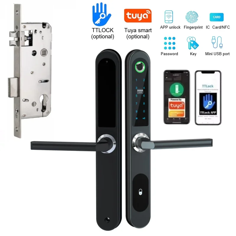 Door Lock Smart Keypad - TTLock/Tuya Smart Deurslot Vingerafdruk Biometrisch Waterdicht