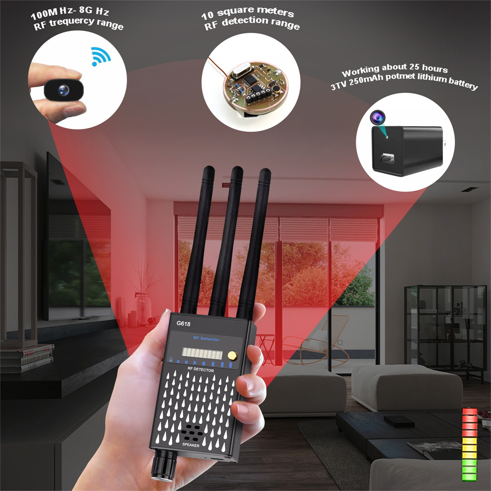 Home Security Hidden Cameras - Anti-afluisterapparaat RF-signaaldetector GSM GPS anti-spionage verborgen