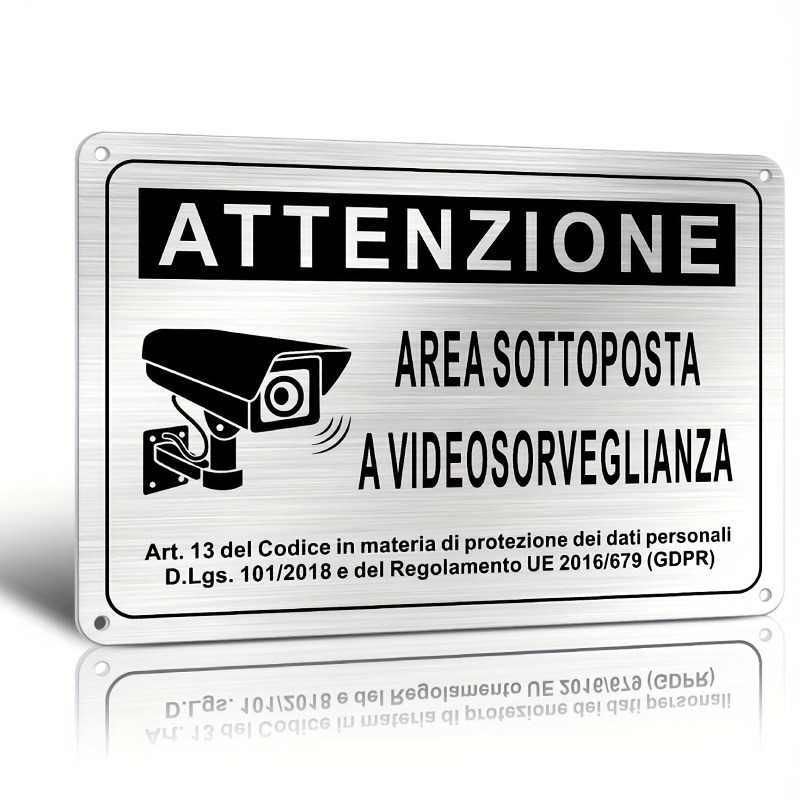 Home Security Police - Italiaans veiligheidsbord 20X30cm – aluminium banner